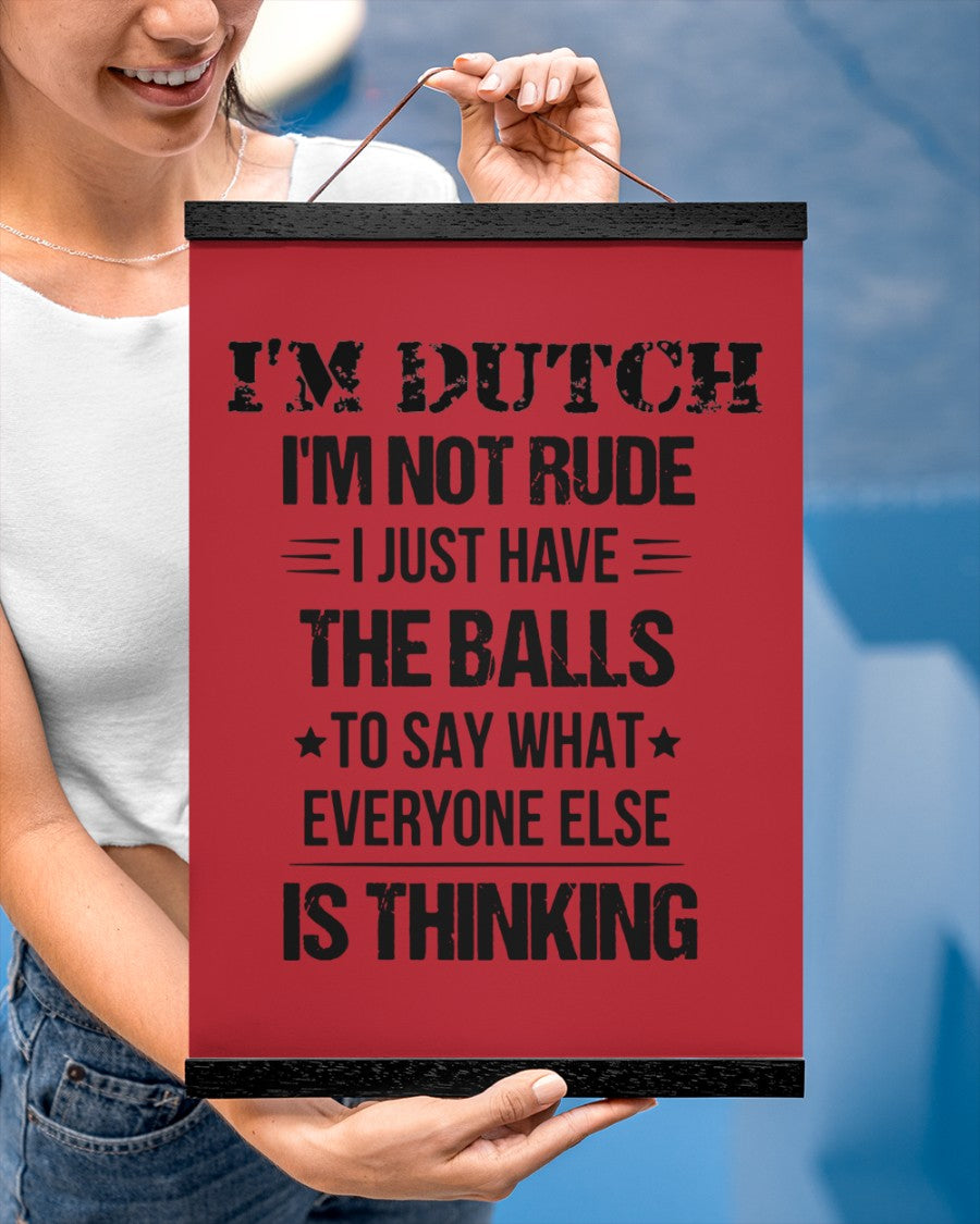 I'M NOT RUDE I'M DUTCH - 12x16 Black Hanging Canvas - True Red - aos-hanging-canvas-12x16-lifestyle-front-29