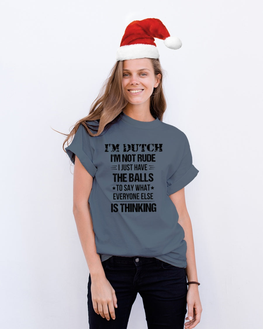 I'M NOT RUDE I'M DUTCH - Classic T-Shirt - Charcoal Grey - lifestyle-holiday-crewneck-front-1