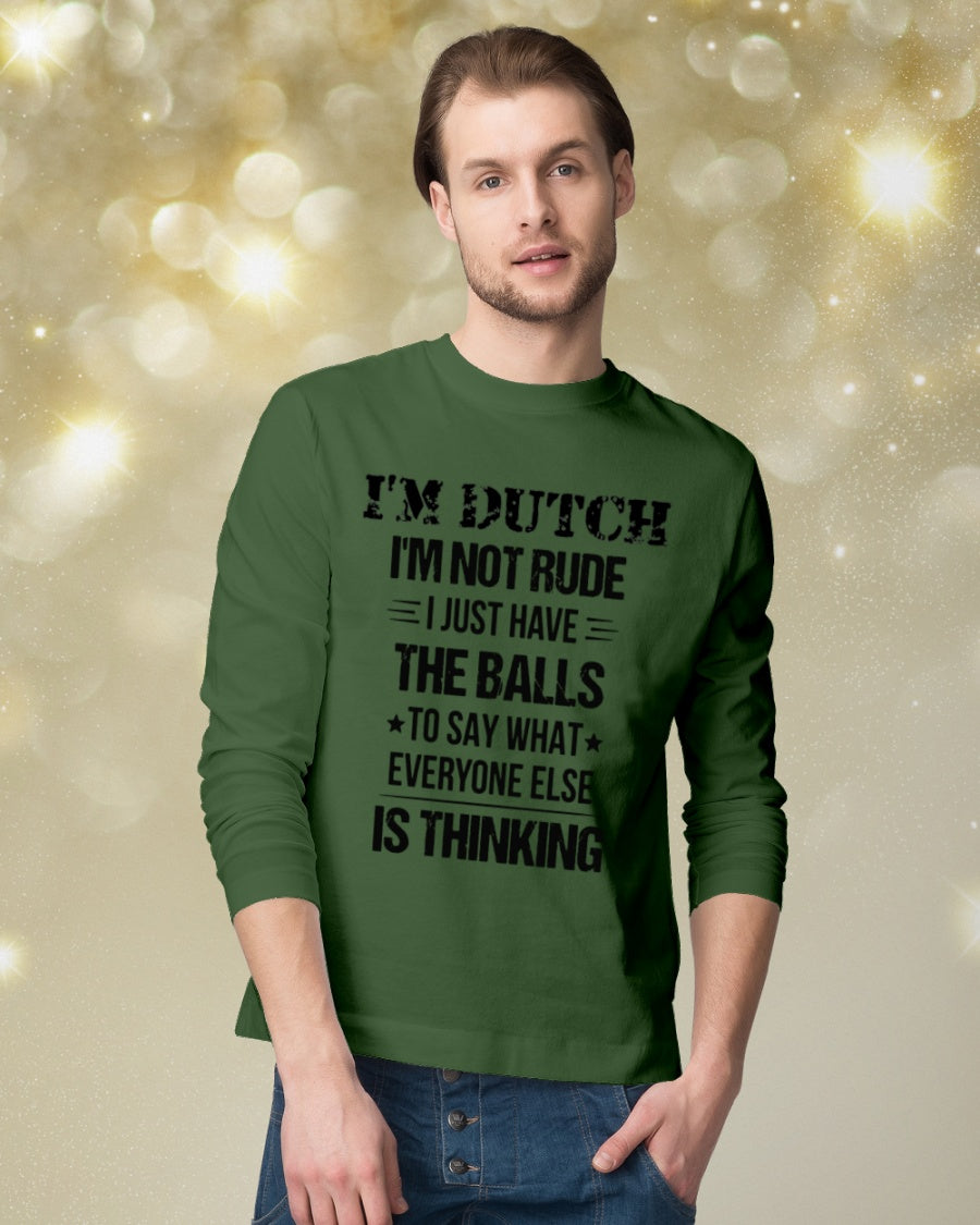 I'M NOT RUDE I'M DUTCH - Long Sleeve Tee - Forest Green - lifestyle-holiday-longsleeves-front-3