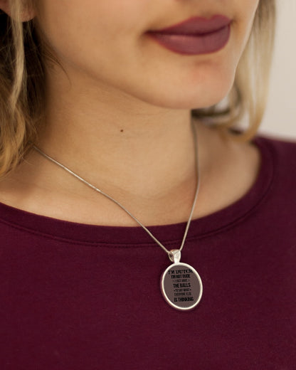 I'M NOT RUDE I'M DUTCH - Metallic Circle Necklace - Chocolate - aos-necklace-circle-metallic-lifestyle-1