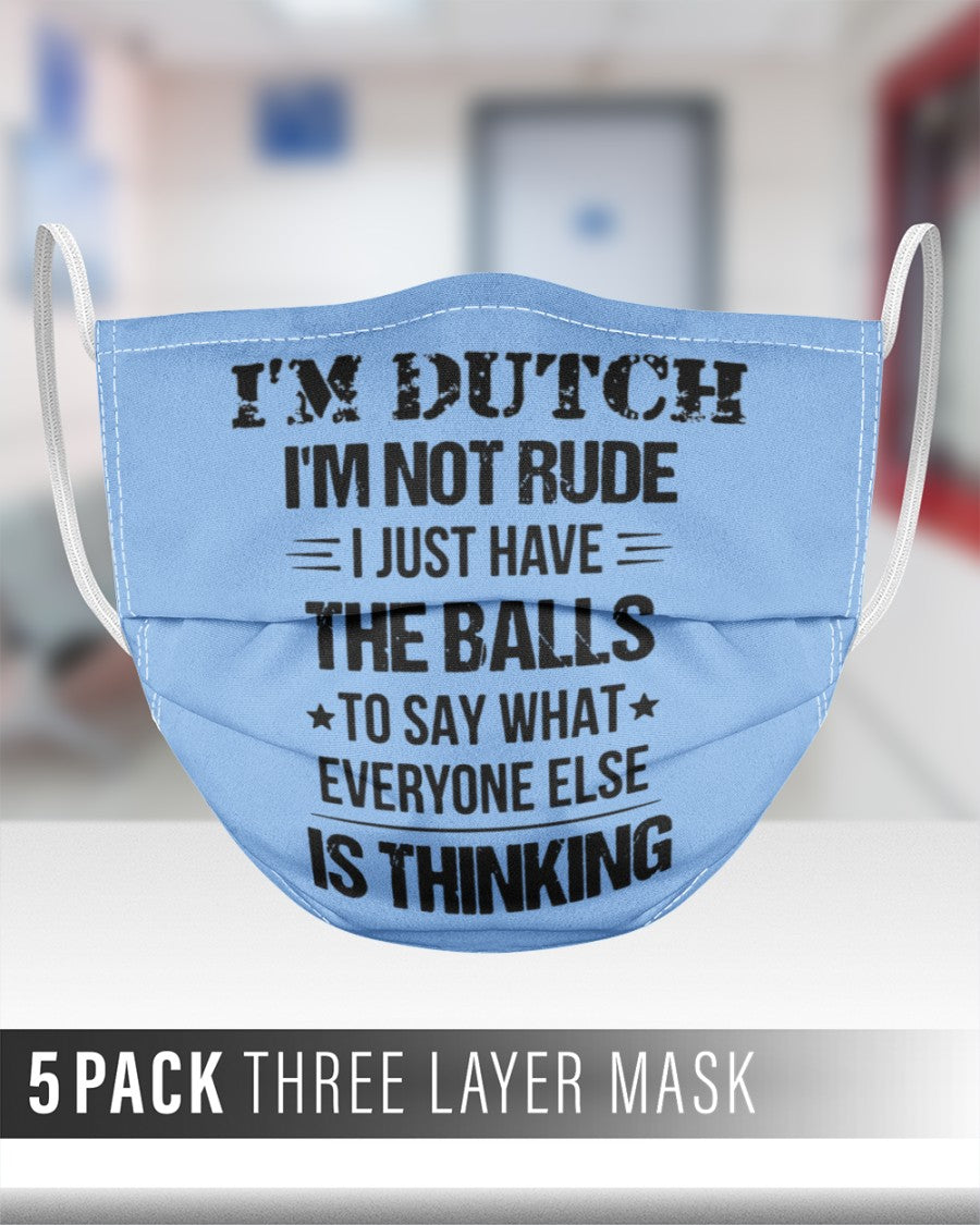 I'M NOT RUDE I'M DUTCH - 3 Layer Face Mask - 5 Pack - Light Blue - aos-face-mask-3-layers-lifestyle-front-27