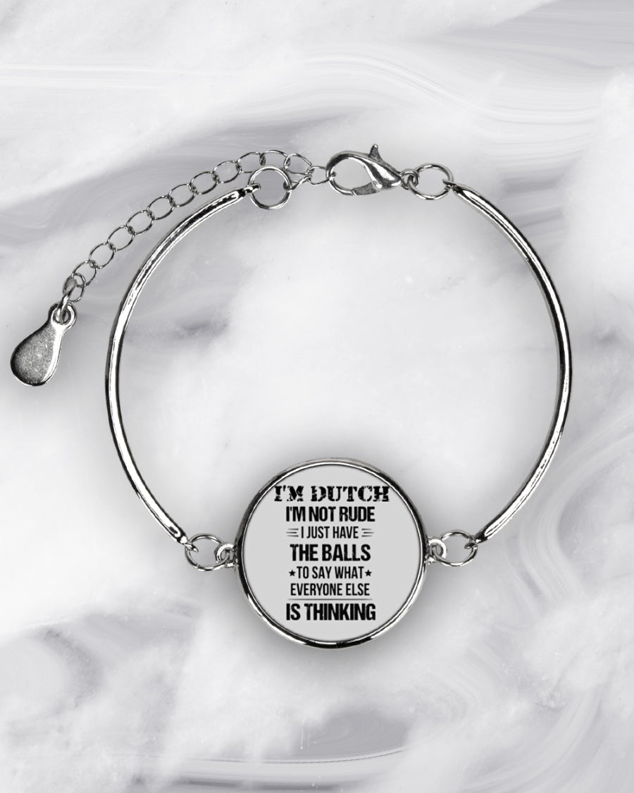 I'M NOT RUDE I'M DUTCH - Metallic Circle Bracelet - Ash - aos-bracelet-metal-front-lifestyle-8
