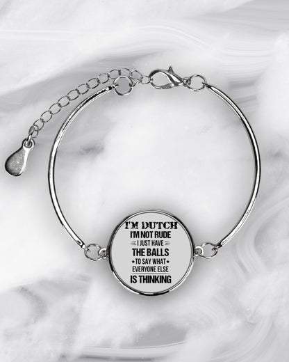 I'M NOT RUDE I'M DUTCH - Metallic Circle Bracelet - Ash - aos-bracelet-metal-front-lifestyle-8