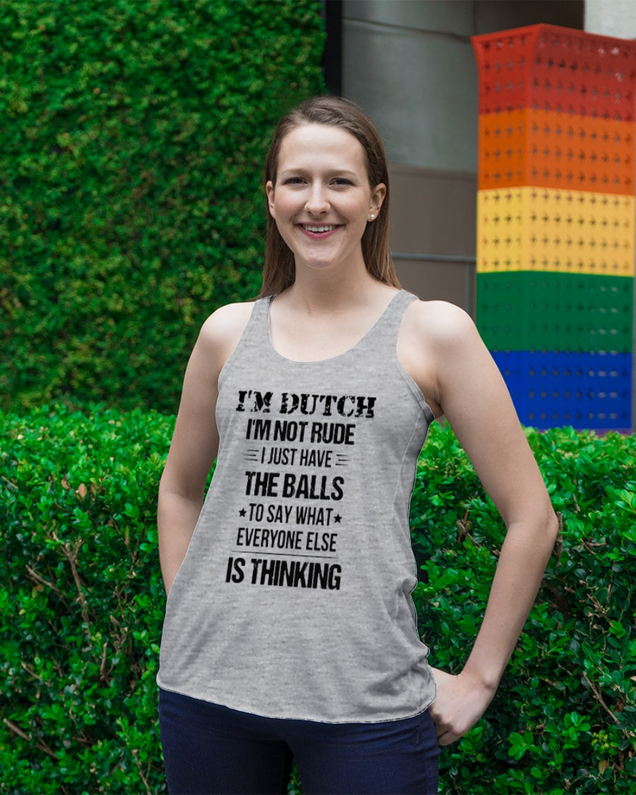 I'M NOT RUDE I'M DUTCH - Ladies Flowy Tank - Athletic Heather - lifestyle-bellaflowy-tank-front-2