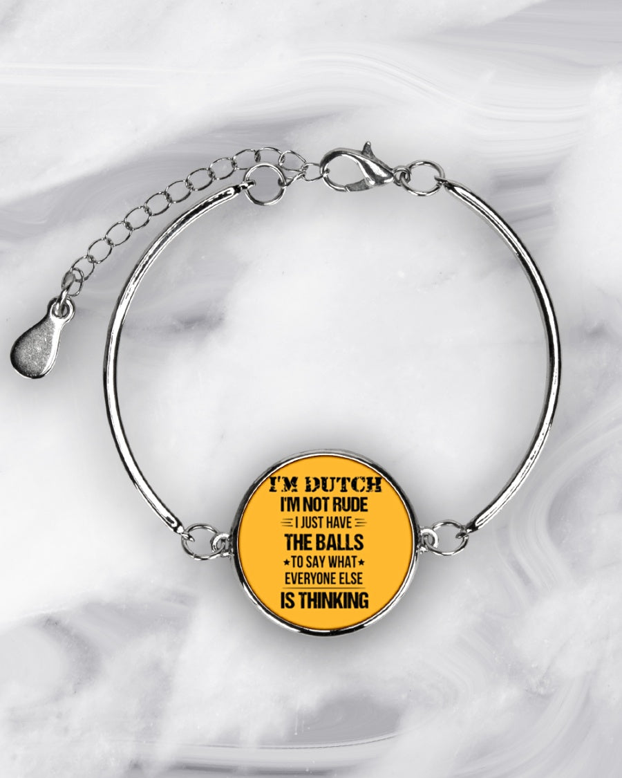 I'M NOT RUDE I'M DUTCH - Metallic Circle Bracelet - Gold - aos-bracelet-metal-front-lifestyle-8