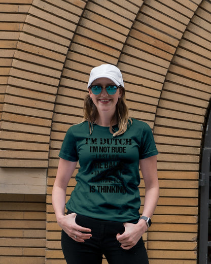 I'M NOT RUDE I'M DUTCH - Premium Fit Ladies Tee - Forest Green - lifestyle-women-crewneck-front-4