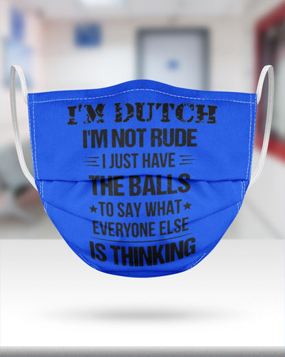 I'M NOT RUDE I'M DUTCH - 3 Layer Face Mask - Single - Royal - aos-face-mask-3-layers-lifestyle-front-25