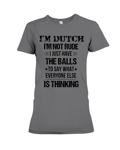 I'M NOT RUDE I'M DUTCH - Premium Fit Ladies Tee - Asphalt - Front