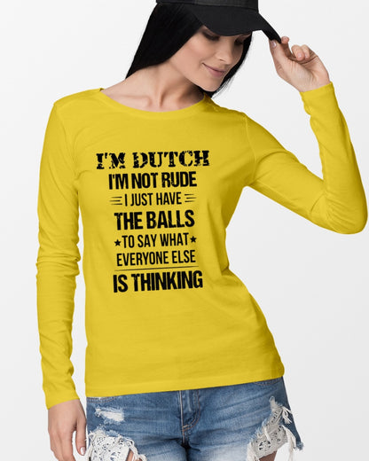 I'M NOT RUDE I'M DUTCH - Long Sleeve Tee - Gold - lifestyle-unisex-longsleeve-front-4