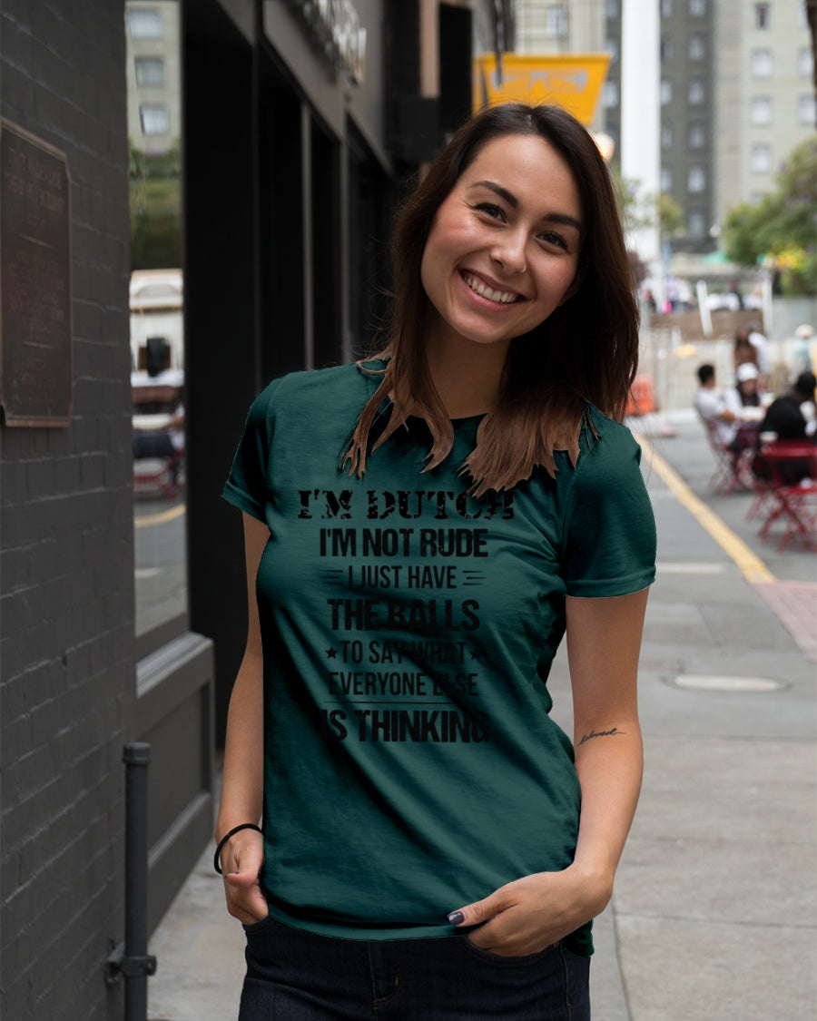 I'M NOT RUDE I'M DUTCH - Premium Fit Ladies Tee - Forest Green - lifestyle-women-crewneck-front-5