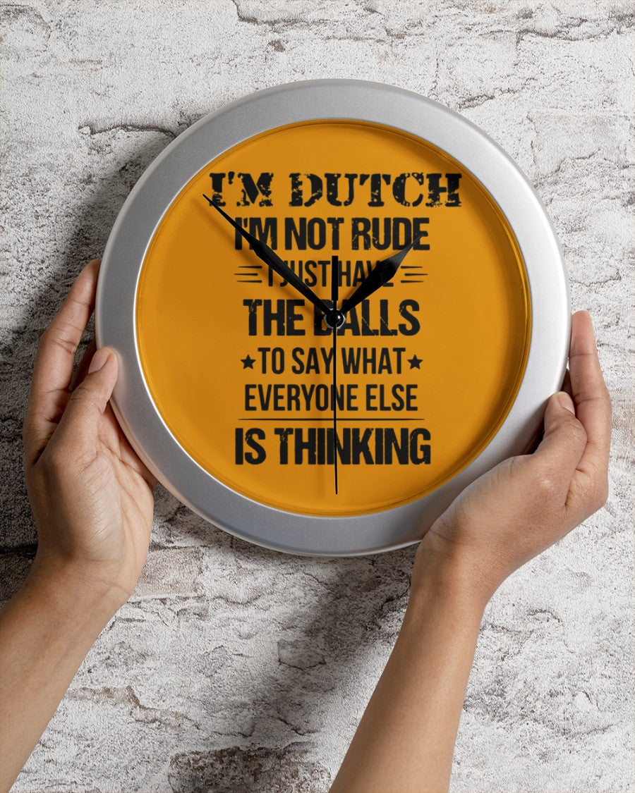 I'M NOT RUDE I'M DUTCH - Wall Clock - Gold - aos-wall-clock-lifestyle-front-02