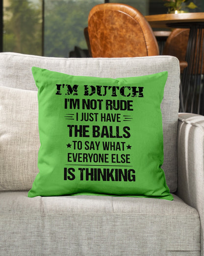 I'M NOT RUDE I'M DUTCH - Indoor Pillow - 16” x 16” - Kiwi - aos-decorative-pillow-lifestyle-front-04