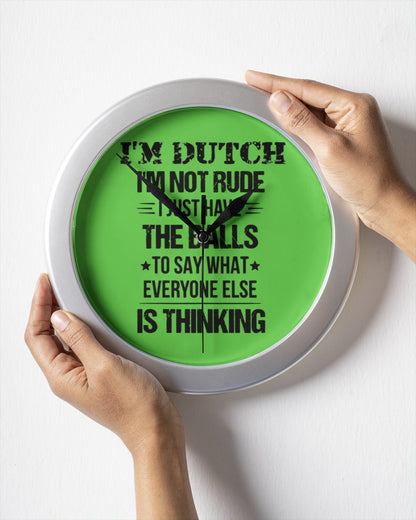I'M NOT RUDE I'M DUTCH - Wall Clock - Kiwi - aos-wall-clock-lifestyle-front-05