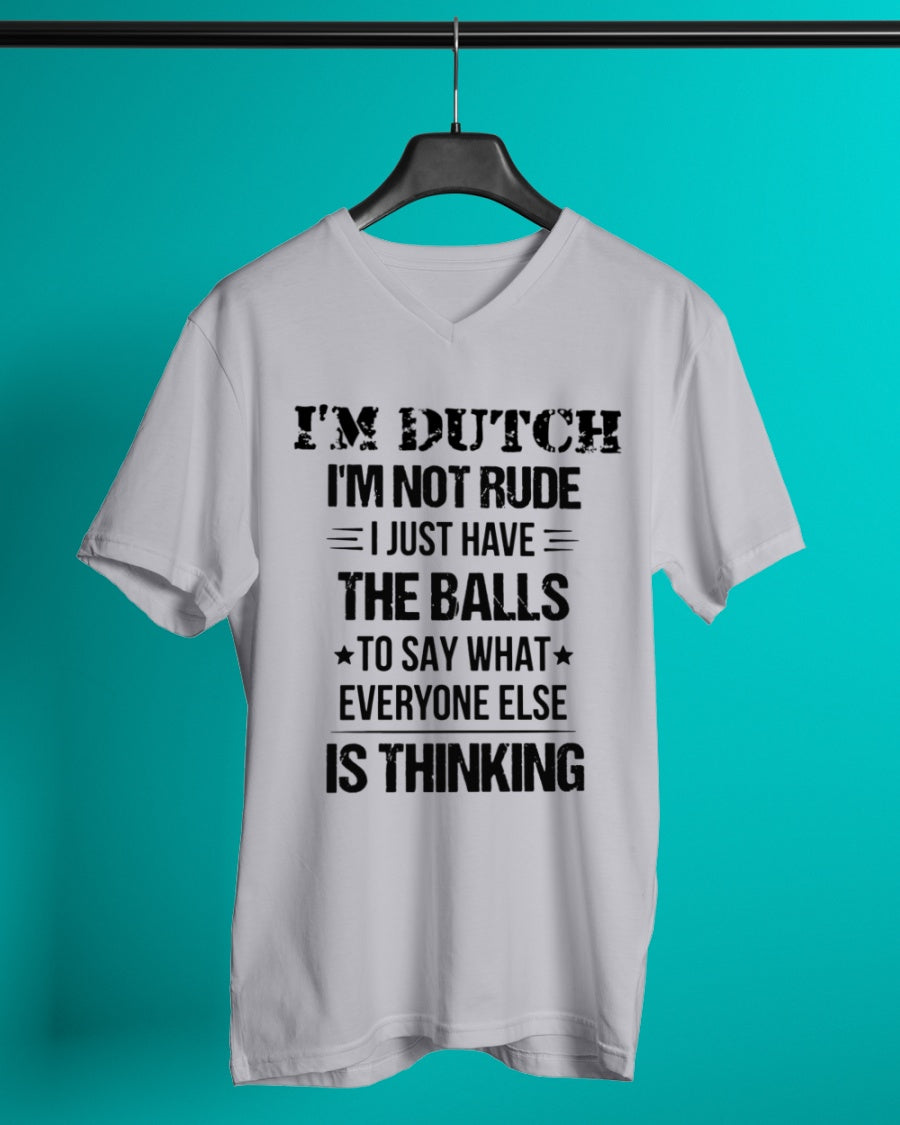 I'M NOT RUDE I'M DUTCH - V-Neck T-Shirt - Ash - lifestyle-mens-vneck-front-3