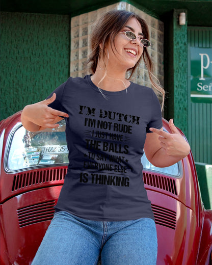 I'M NOT RUDE I'M DUTCH - Ladies T-Shirt - Navy - apparel-ladies-t-shirt-lifestyle-01