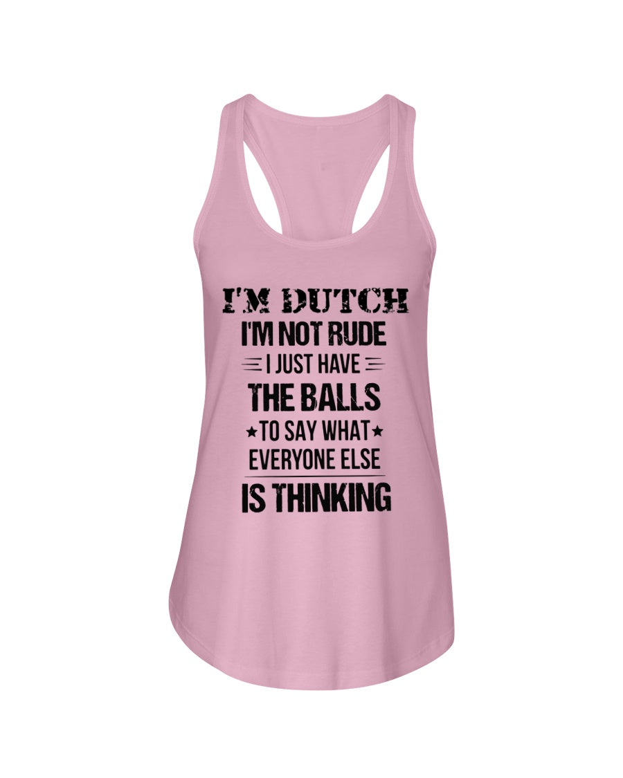 I'M NOT RUDE I'M DUTCH - Ladies Flowy Tank - Soft Pink - Front