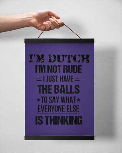 I'M NOT RUDE I'M DUTCH - 12x16 Black Hanging Canvas - Purple - aos-hanging-canvas-12x16-lifestyle-front-20