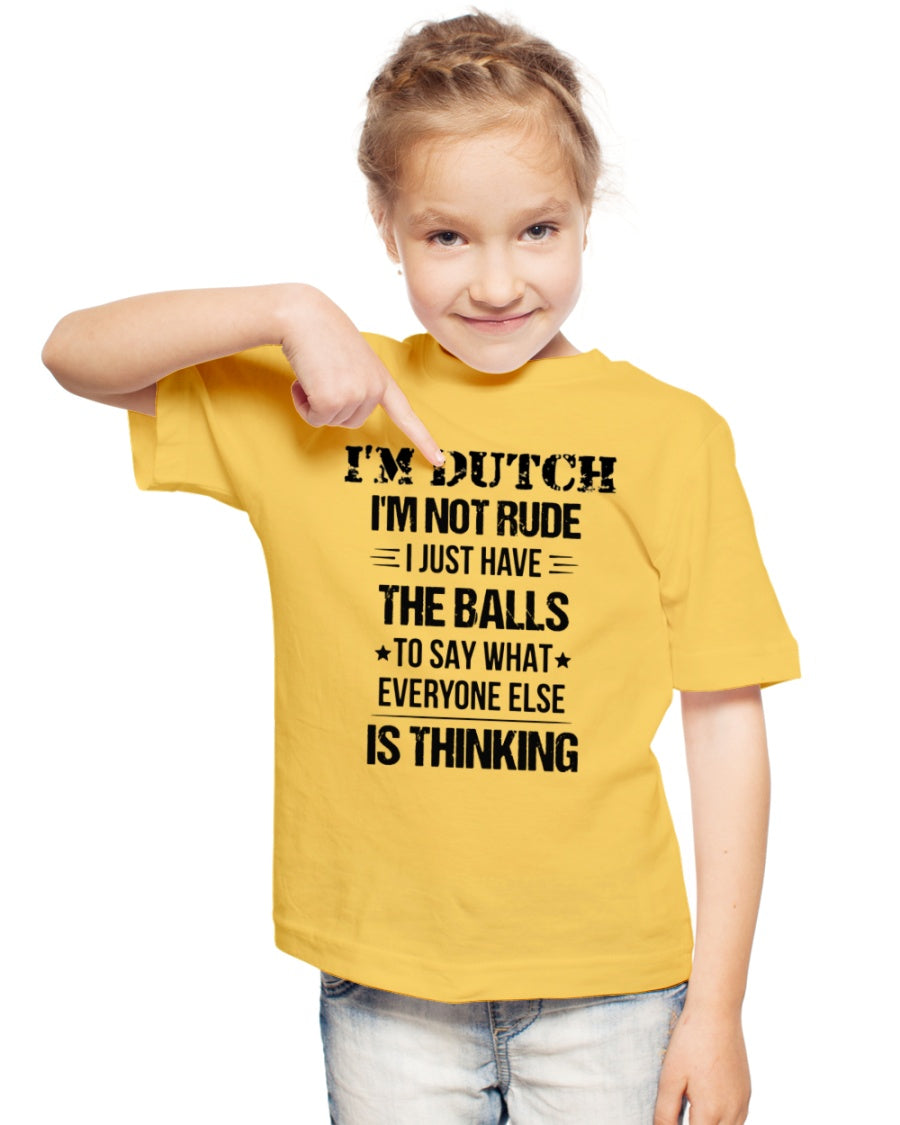 I'M NOT RUDE I'M DUTCH - Youth T-Shirt - Gold - lifestyle-youth-tshirt-front-2