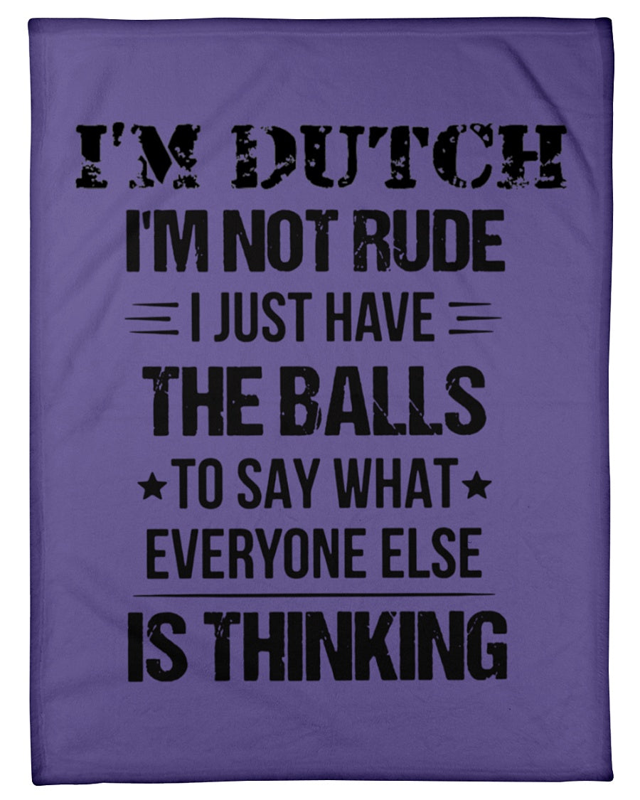 I'M NOT RUDE I'M DUTCH - Small Fleece Blanket - 30" x 40" - Purple - Front