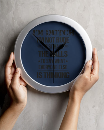 I'M NOT RUDE I'M DUTCH - Wall Clock - J Navy - aos-wall-clock-lifestyle-front-04