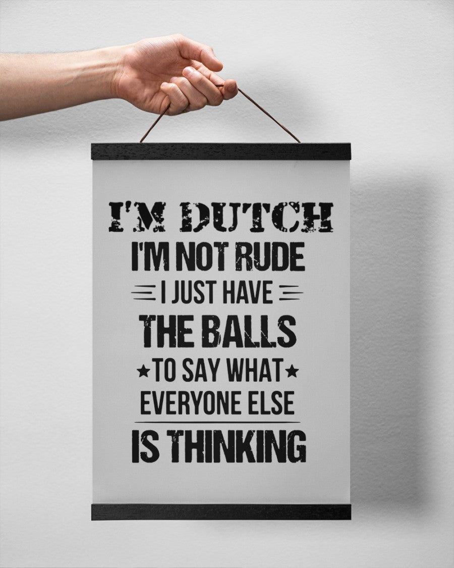 I'M NOT RUDE I'M DUTCH - 12x16 Black Hanging Canvas - Ash - aos-hanging-canvas-12x16-lifestyle-front-20