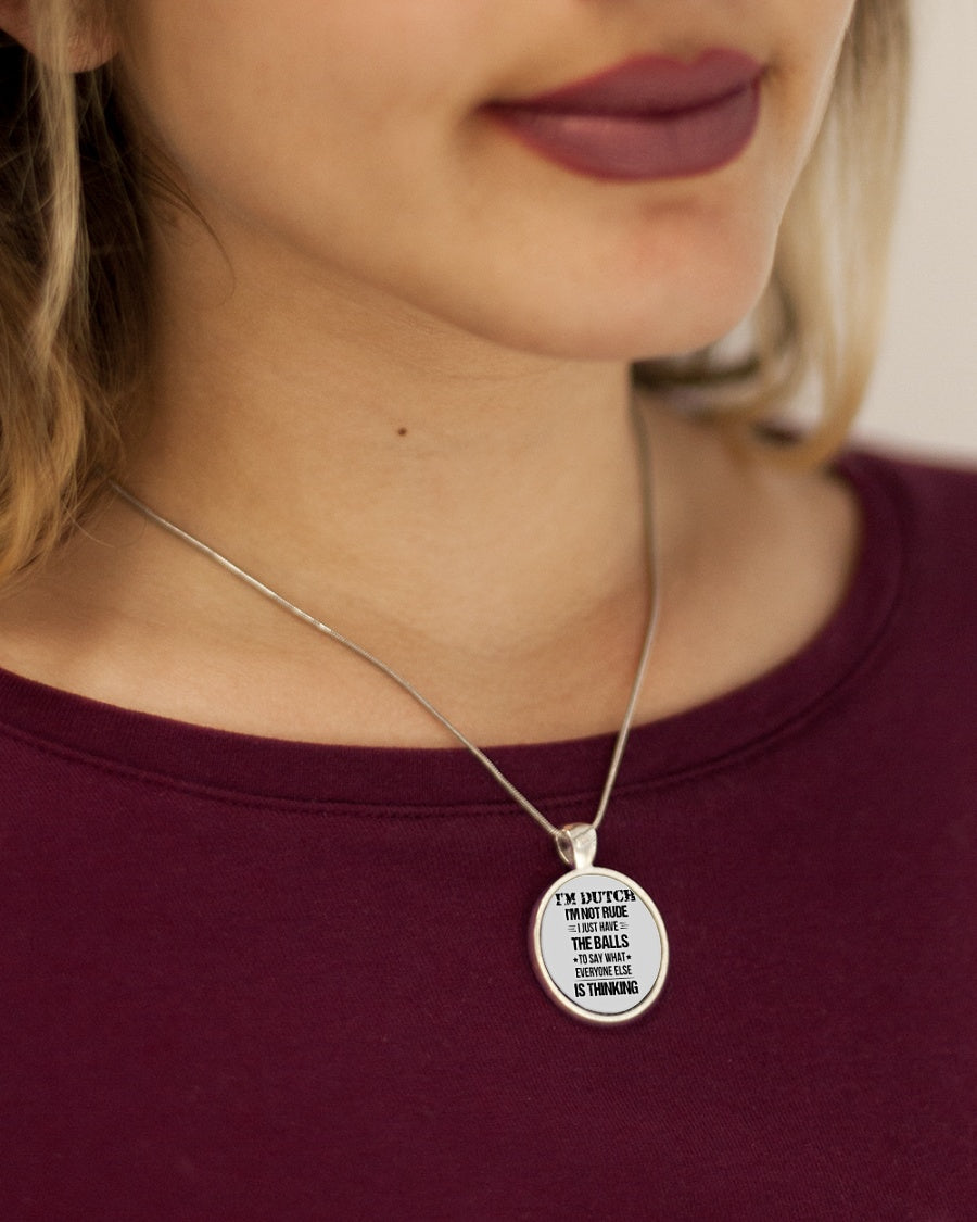 I'M NOT RUDE I'M DUTCH - Metallic Circle Necklace - Ash - aos-necklace-circle-metallic-lifestyle-1