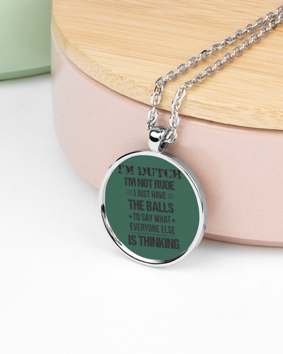 I'M NOT RUDE I'M DUTCH - Metallic Circle Necklace - Forest Green - aos-necklace-circle-metallic-lifestyle-08