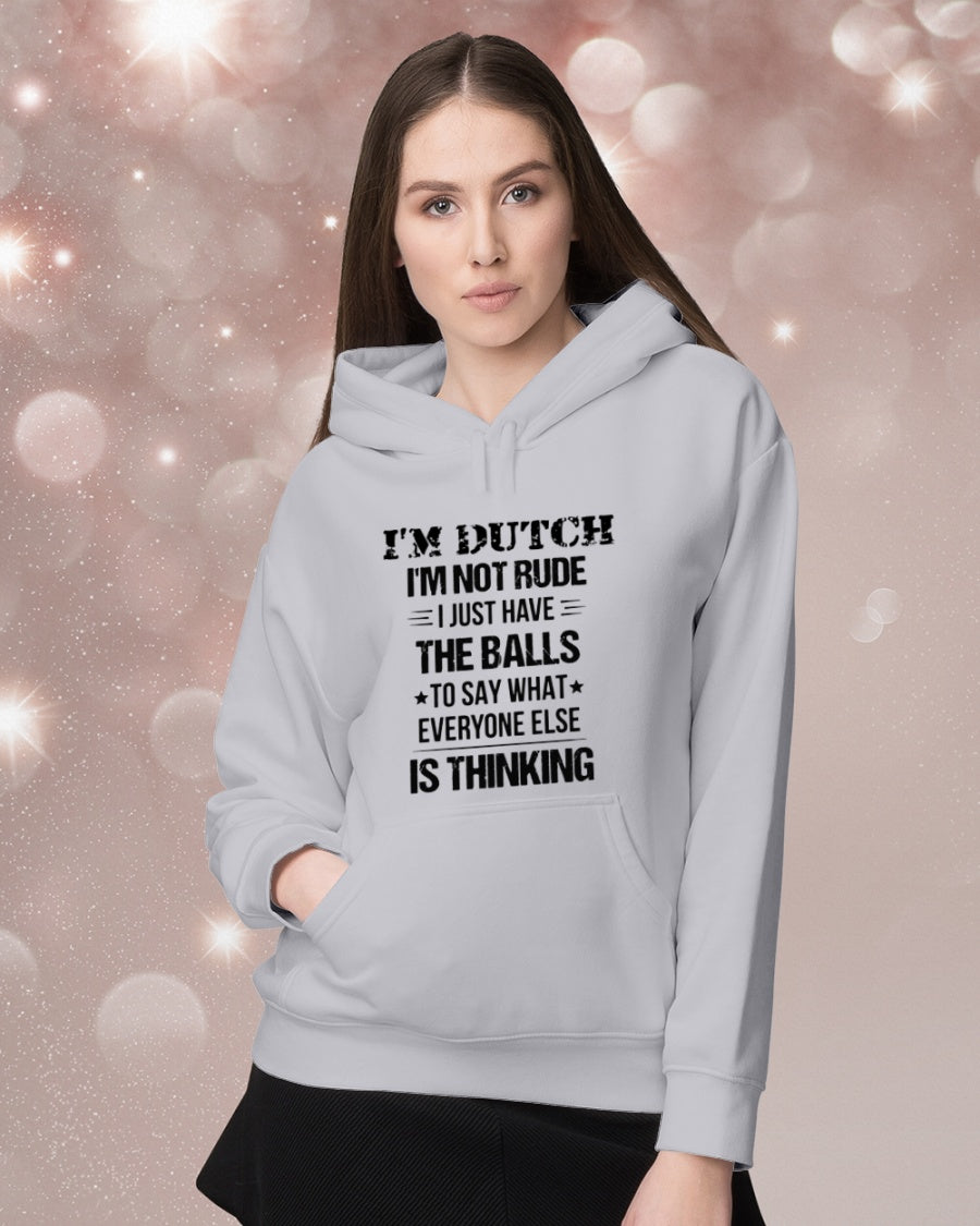 I'M NOT RUDE I'M DUTCH - Hooded Sweatshirt - Ash - lifestyle-holiday-hoodie-front-1