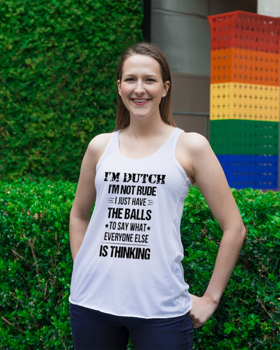 I'M NOT RUDE I'M DUTCH - Ladies Flowy Tank - White - lifestyle-bellaflowy-tank-front-2