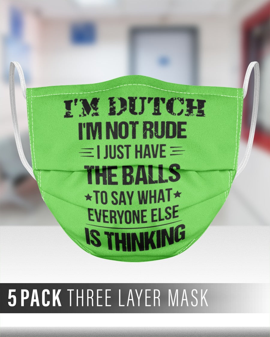 I'M NOT RUDE I'M DUTCH - 3 Layer Face Mask - 5 Pack - Kiwi - aos-face-mask-3-layers-lifestyle-front-27