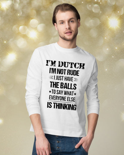 I'M NOT RUDE I'M DUTCH - Long Sleeve Tee - White - lifestyle-holiday-longsleeves-front-3