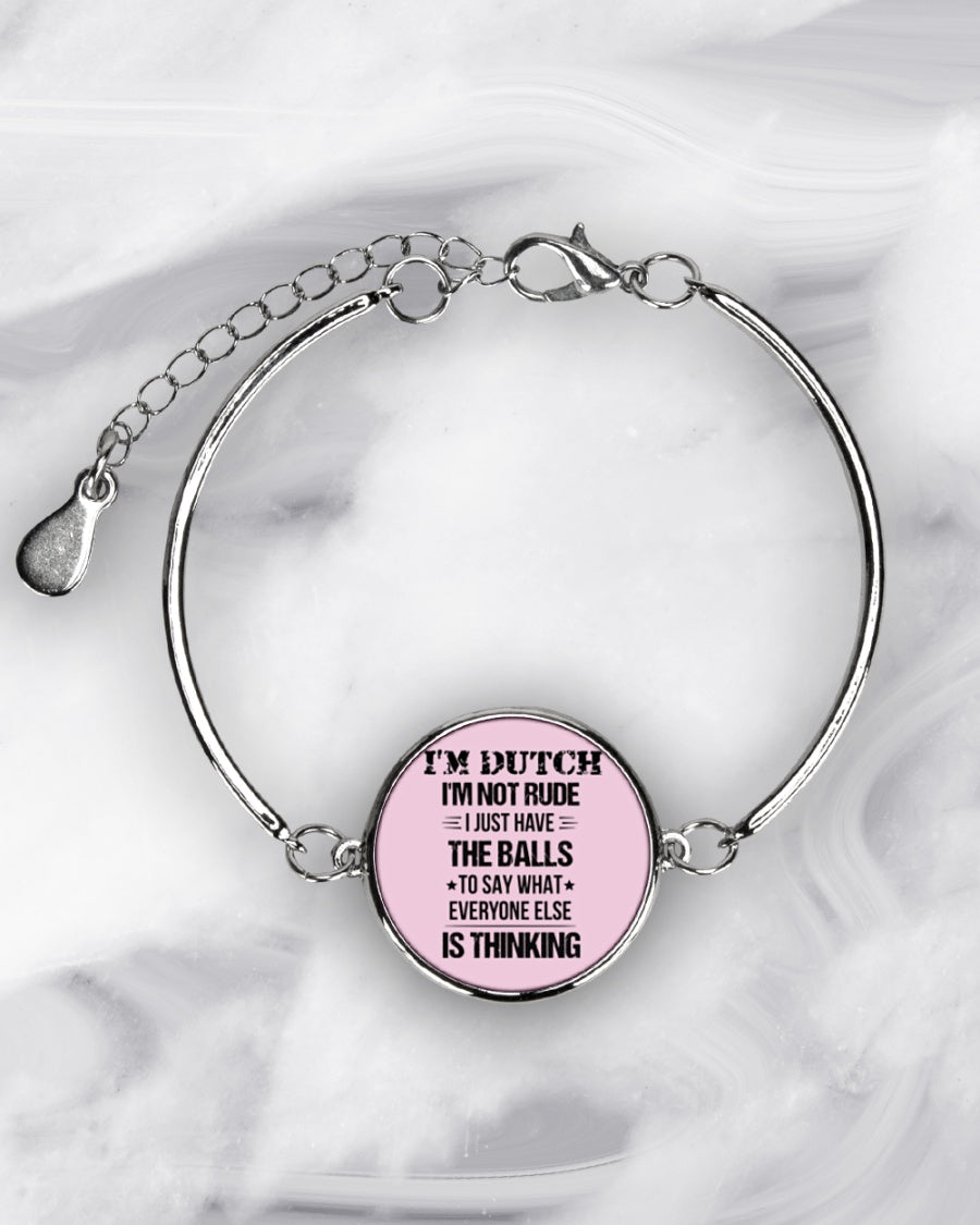 I'M NOT RUDE I'M DUTCH - Metallic Circle Bracelet - Classic Pink - aos-bracelet-metal-front-lifestyle-8