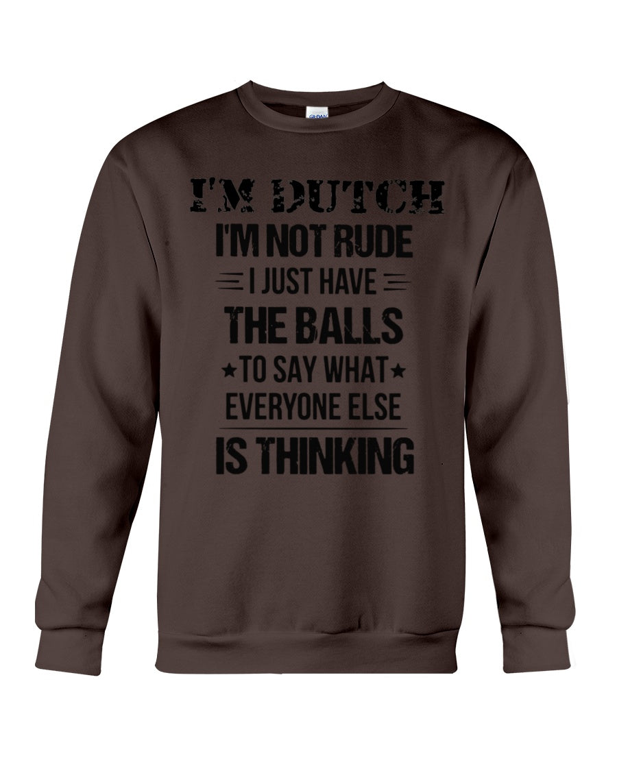 I'M NOT RUDE I'M DUTCH - Crewneck Sweatshirt - Dark Chocolate - Front