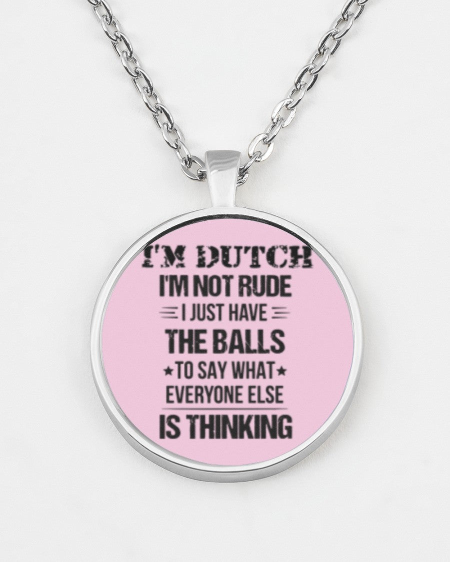 I'M NOT RUDE I'M DUTCH - Metallic Circle Necklace - Classic Pink - aos-necklace-circle-metallic-lifestyle-07
