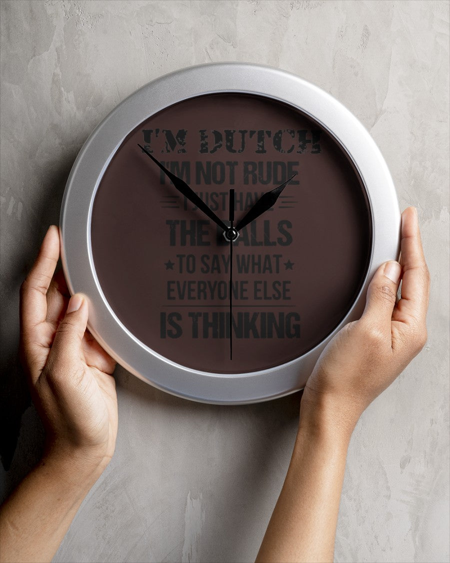 I'M NOT RUDE I'M DUTCH - Wall Clock - Chocolate - aos-wall-clock-lifestyle-front-04