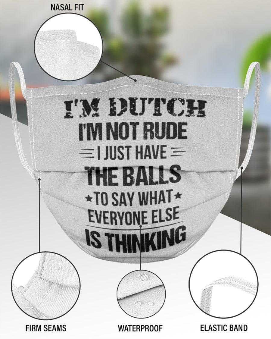 I'M NOT RUDE I'M DUTCH - 3 Layer Face Mask - Single - Ash - aos-face-mask-3-layers-lifestyle-front-49