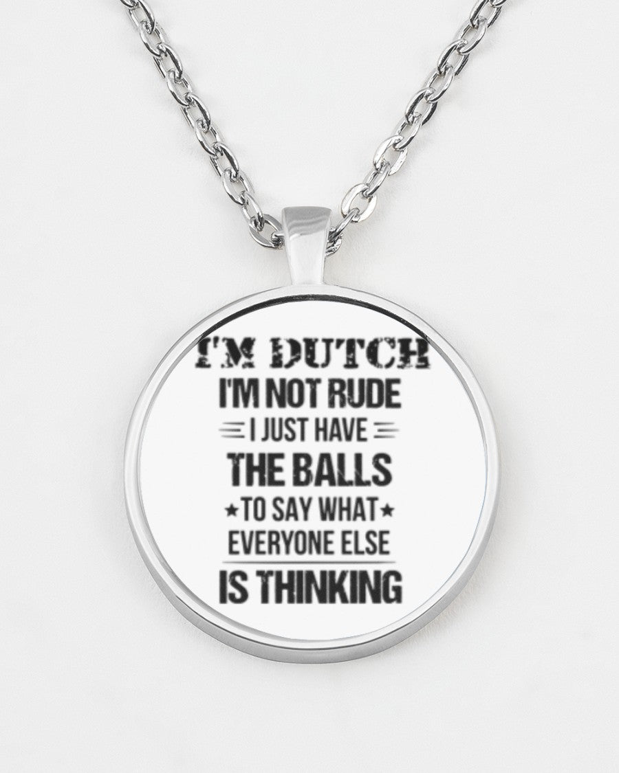 I'M NOT RUDE I'M DUTCH - Metallic Circle Necklace - White - aos-necklace-circle-metallic-lifestyle-07