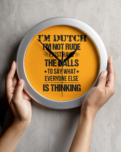 I'M NOT RUDE I'M DUTCH - Wall Clock - Gold - aos-wall-clock-lifestyle-front-04