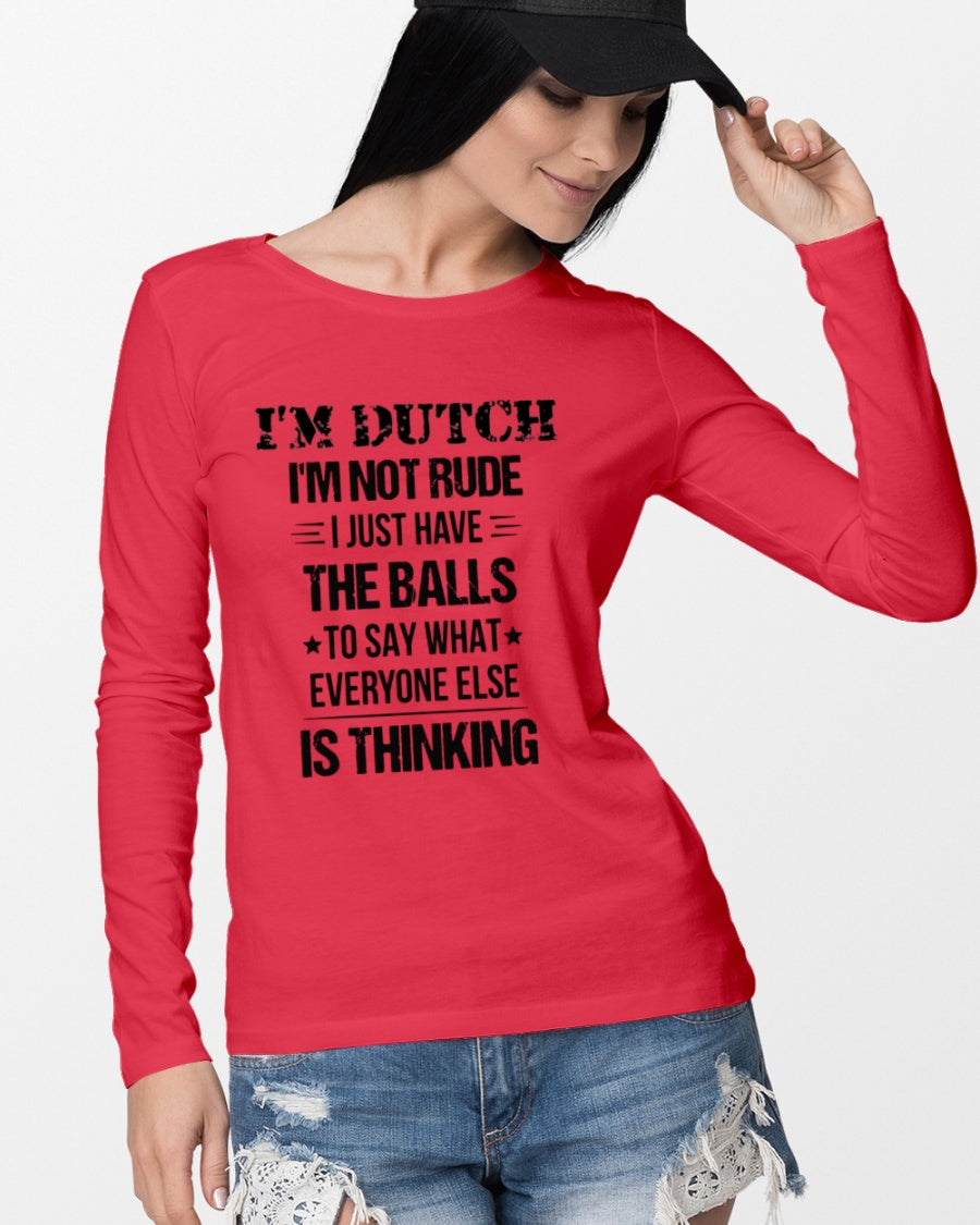 I'M NOT RUDE I'M DUTCH - Long Sleeve Tee - Red - lifestyle-unisex-longsleeve-front-4