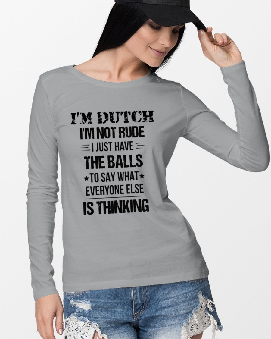 I'M NOT RUDE I'M DUTCH - Long Sleeve Tee - Sports Grey - lifestyle-unisex-longsleeve-front-4