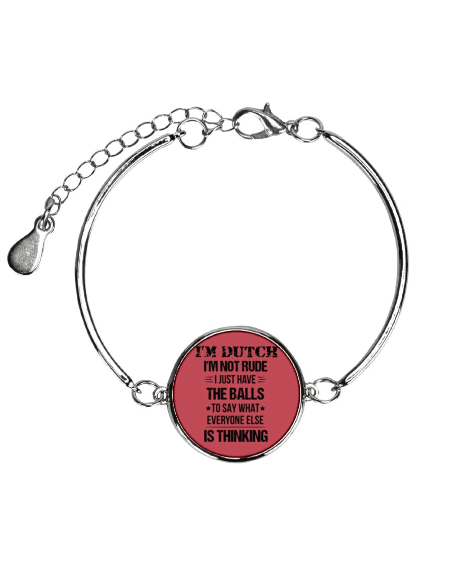 I'M NOT RUDE I'M DUTCH - Metallic Circle Bracelet - True Red - Front