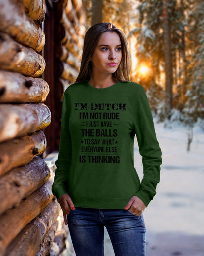 I'M NOT RUDE I'M DUTCH - Crewneck Sweatshirt - Forest Green - lifestyle-holiday-sweater-front-1