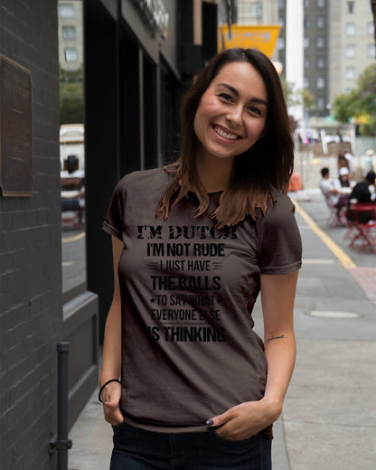 I'M NOT RUDE I'M DUTCH - Premium Fit Ladies Tee - Brown - lifestyle-women-crewneck-front-5