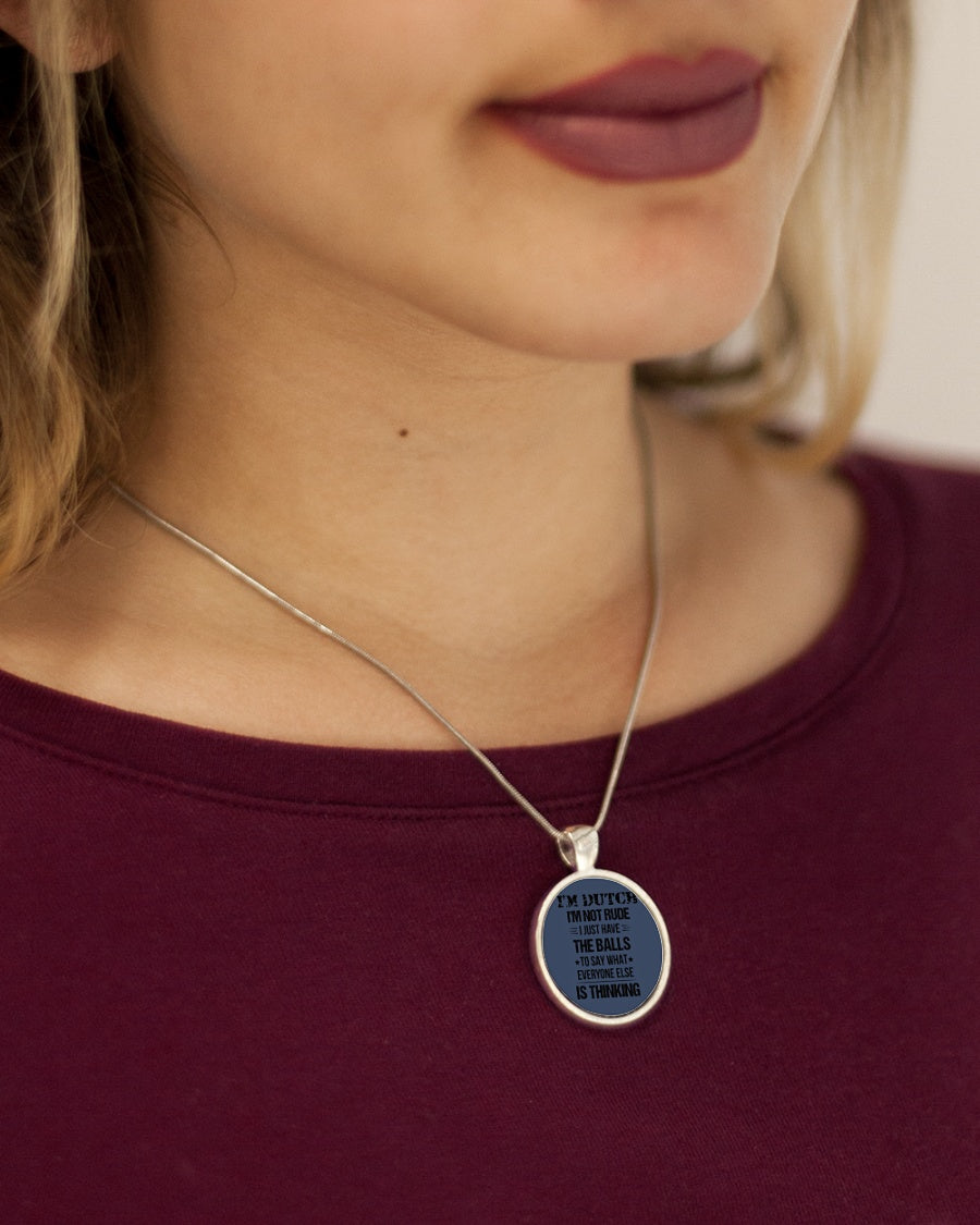 I'M NOT RUDE I'M DUTCH - Metallic Circle Necklace - J Navy - aos-necklace-circle-metallic-lifestyle-1