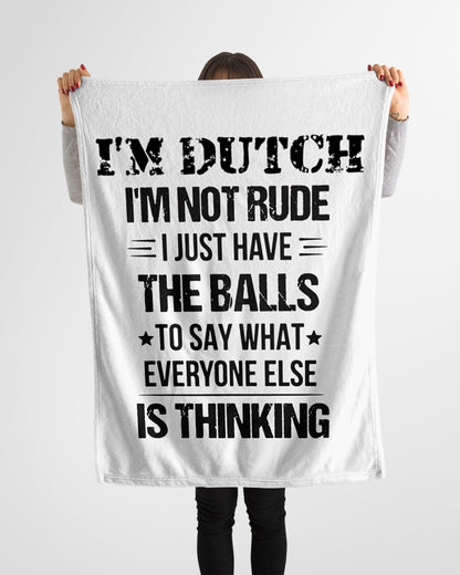 I'M NOT RUDE I'M DUTCH - Small Fleece Blanket - 30" x 40" - White - aos-coral-fleece-blanket-30x40-lifestyle-front-14