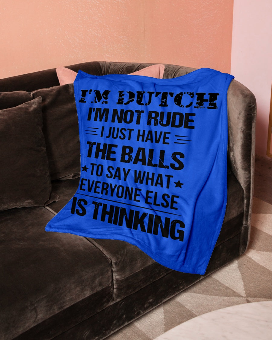 I'M NOT RUDE I'M DUTCH - Small Fleece Blanket - 30" x 40" - Royal - aos-coral-fleece-blanket-30x40-lifestyle-front-05
