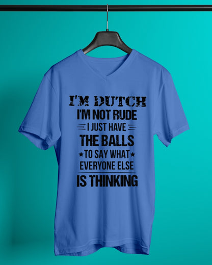 I'M NOT RUDE I'M DUTCH - V-Neck T-Shirt - Royal Blue - lifestyle-mens-vneck-front-3