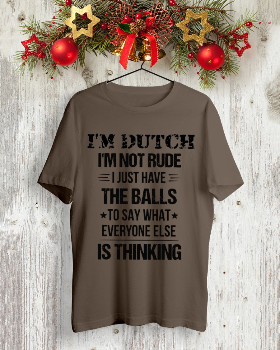 I'M NOT RUDE I'M DUTCH - Premium Fit Mens Tee - Brown - lifestyle-holiday-crewneck-front-2