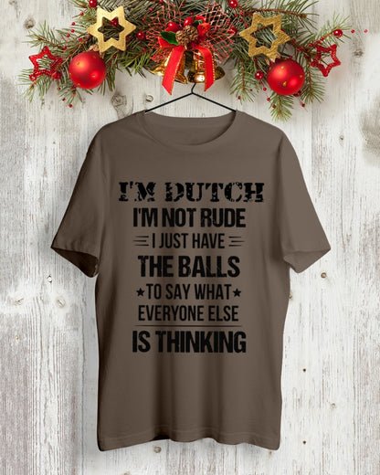 I'M NOT RUDE I'M DUTCH - Premium Fit Mens Tee - Brown - lifestyle-holiday-crewneck-front-2