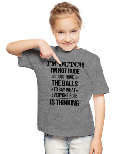 I'M NOT RUDE I'M DUTCH - Youth T-Shirt - Athletic Heather - lifestyle-youth-tshirt-front-2